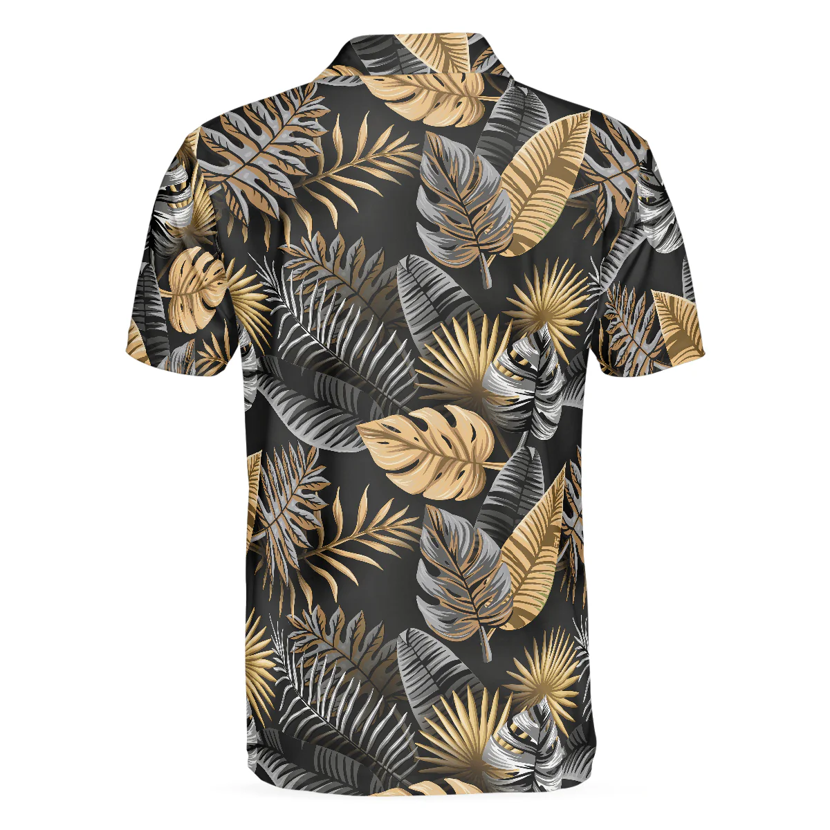 Men Golf Polo Shirt - Seamless Luxury Tropical Pattern Golf Polo Shirt, Black And Gold Best Floral Golf Shirt For Men - Perfect Gift For Men, Golfer - Image 4