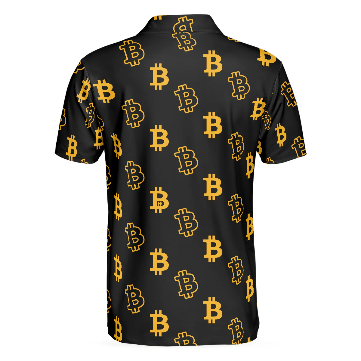 Seamless Pattern Bitcoin Polo Shirt, Luxury Black And Gold Polo Shirt, Best Cryptocurrency Shirt For Men - Best Gift For Men - Image 4