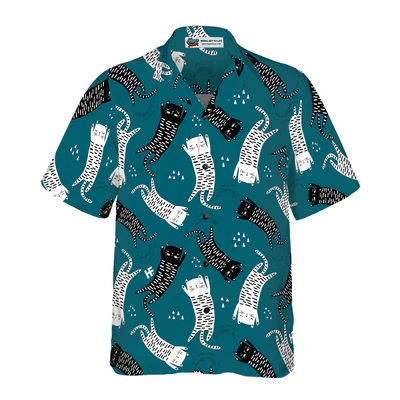 Seamless Pattern With Funny Cat Hawaiian Shirt, Cute Cat Aloha Shirt For Men - Perfect Gift For Cat Lovers, Husband, Boyfriend, Friend, Family - Image 2