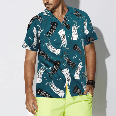Seamless Pattern With Funny Cat Hawaiian Shirt, Cute Cat Aloha Shirt For Men - Perfect Gift For Cat Lovers, Husband, Boyfriend, Friend, Family - Image 5