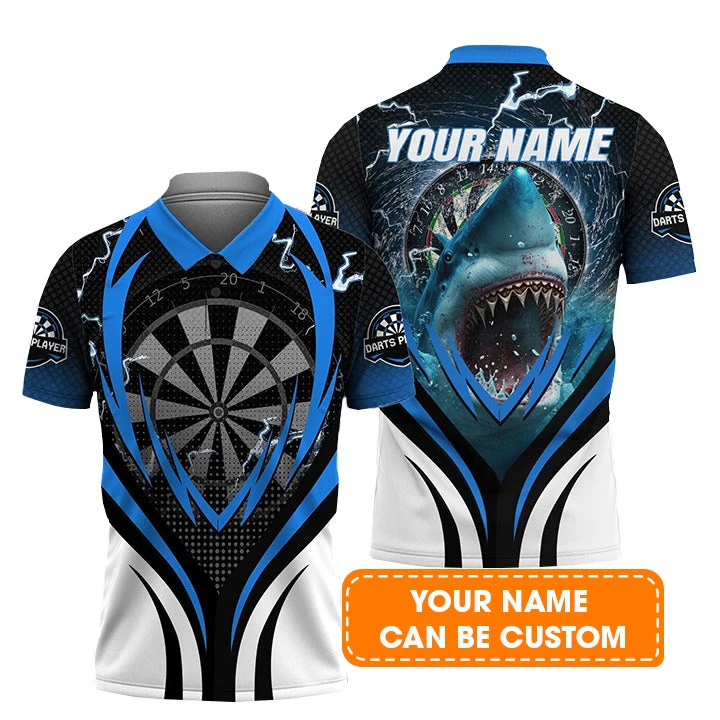 Shark And Darts Custom Name Hawaiian Shirt, Bullseye Dartboard Personalized Hawaiian Shirt - Image 8