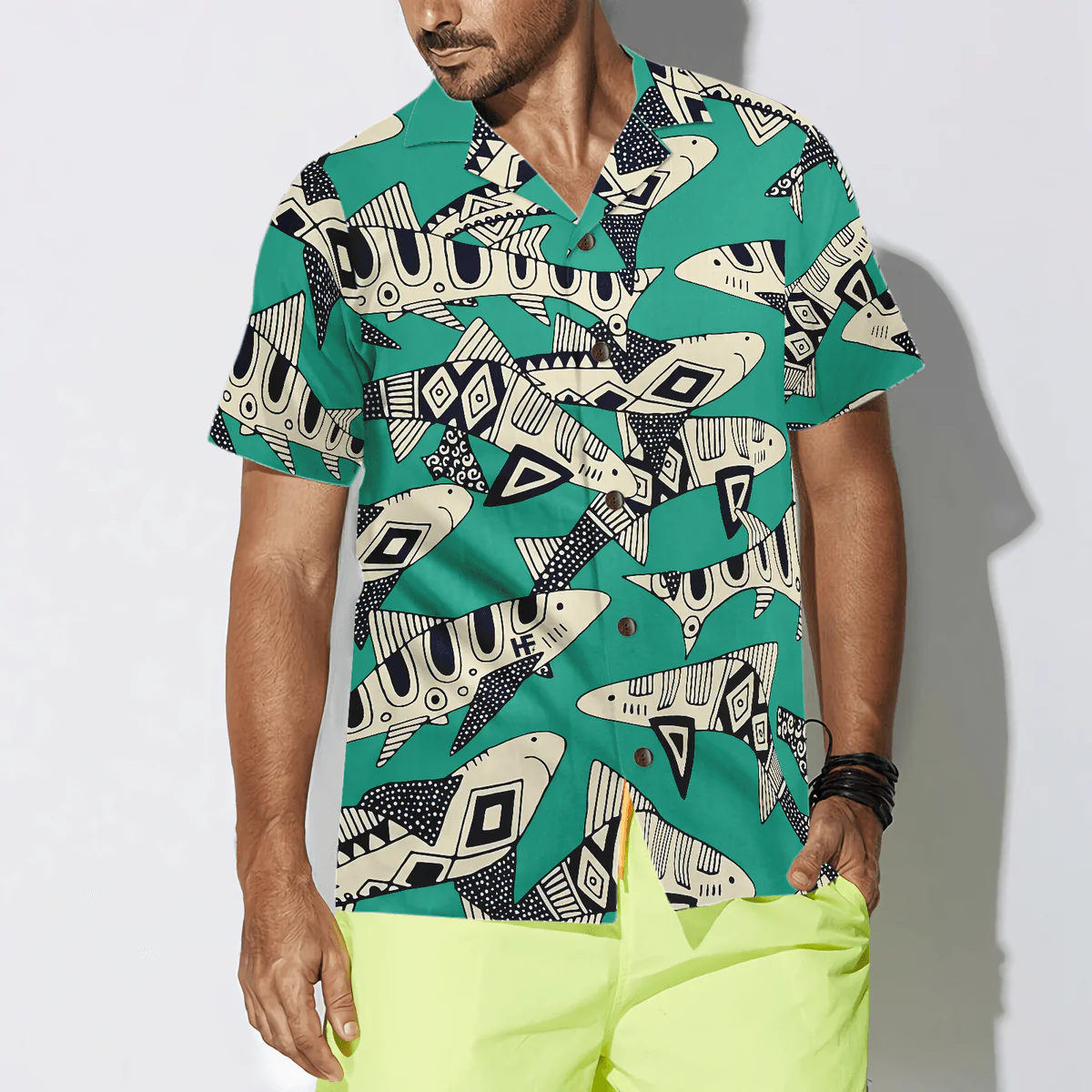 Shark Hawaiian Shirt, Blue Ocean, Sharks On Ocean Aloha Shirt For Men - Perfect Gift For Husband, Boyfriend, Friend, Family - Image 4