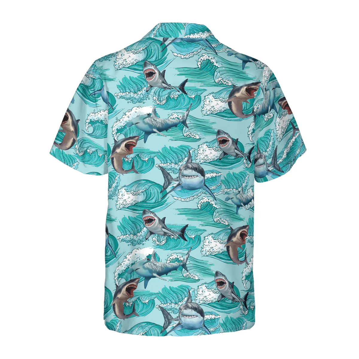 Shark Hawaiian Shirt, Blue Sea, Shark On Sea Waves Aloha Shirt For Men - Perfect Gift For Husband, Boyfriend, Friend, Family - Image 3