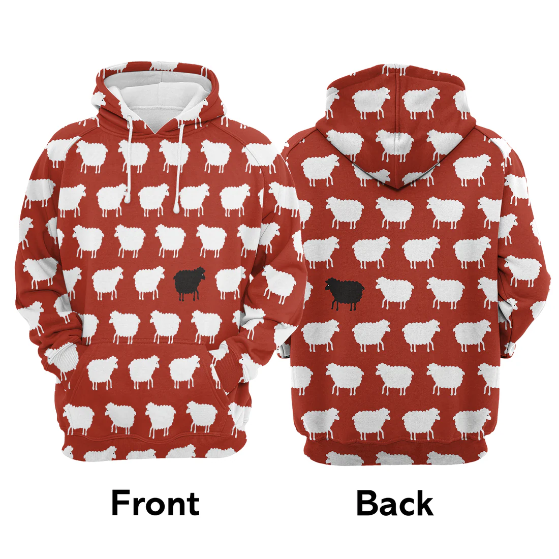 Sheep Premium Christmas Hoodie, Sheep Black And White Christmas Unisex Hoodie For Men & Women - Perfect Gift For Christmas, Friends, Family - Image 3
