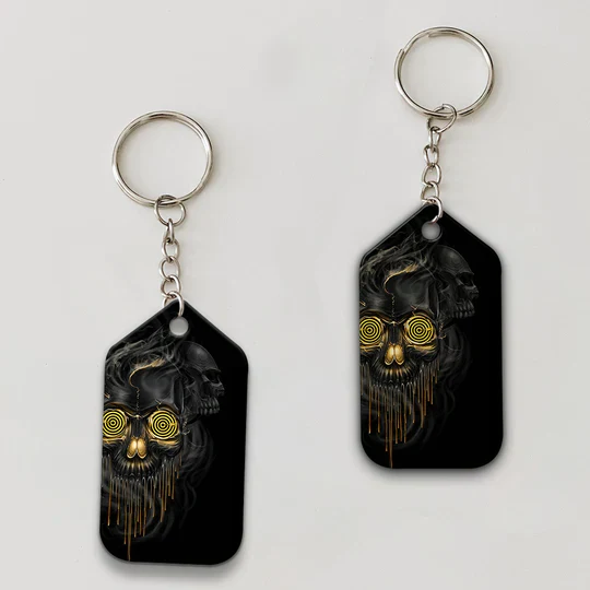 Shut Up And Bowl Golden Skull Acrylic Keychain - Christmas Gift For Bowling Lovers, Bowling Players, Family, Friends - Image 3