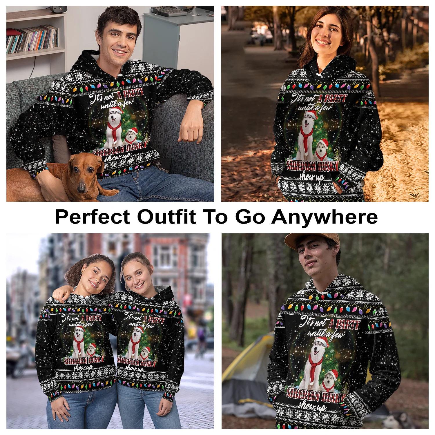 Siberian Husky Pullover Premium Hoodie It's Not A Party, Perfect Outfit For Men And Women On Christmas New Year Autumn Winter - Image 3