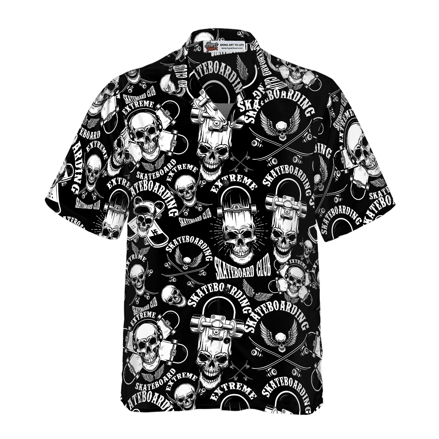 Skateboard Emblems In Monochrome Style Aloha Hawaiian Shirt For Summer, Colorful Shirt For Men Women, Perfect Gift For Friend, Team, Family - Image 4