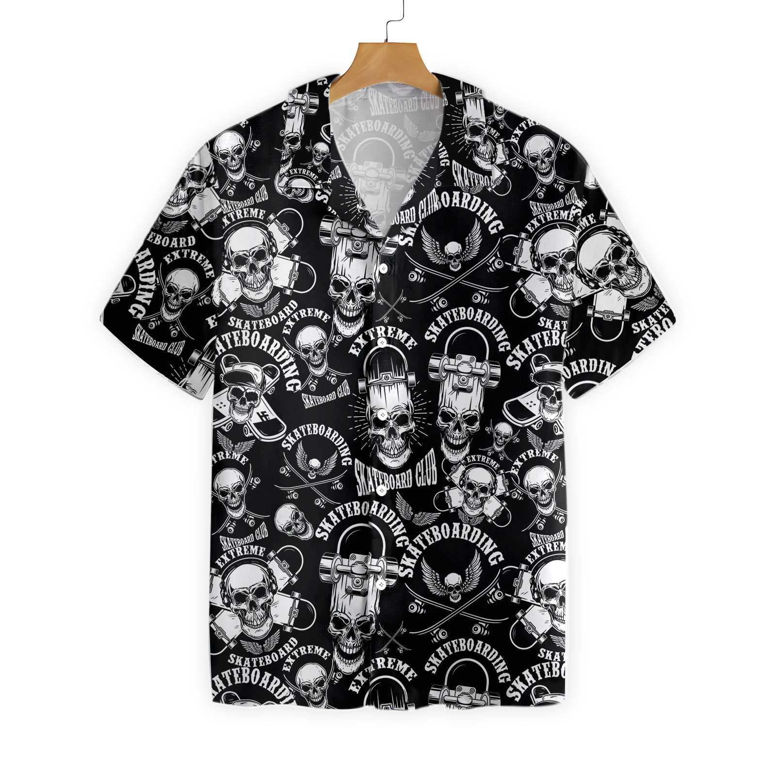 Skateboard Emblems In Monochrome Style Aloha Hawaiian Shirt For Summer, Colorful Shirt For Men Women, Perfect Gift For Friend, Team, Family - Image 3