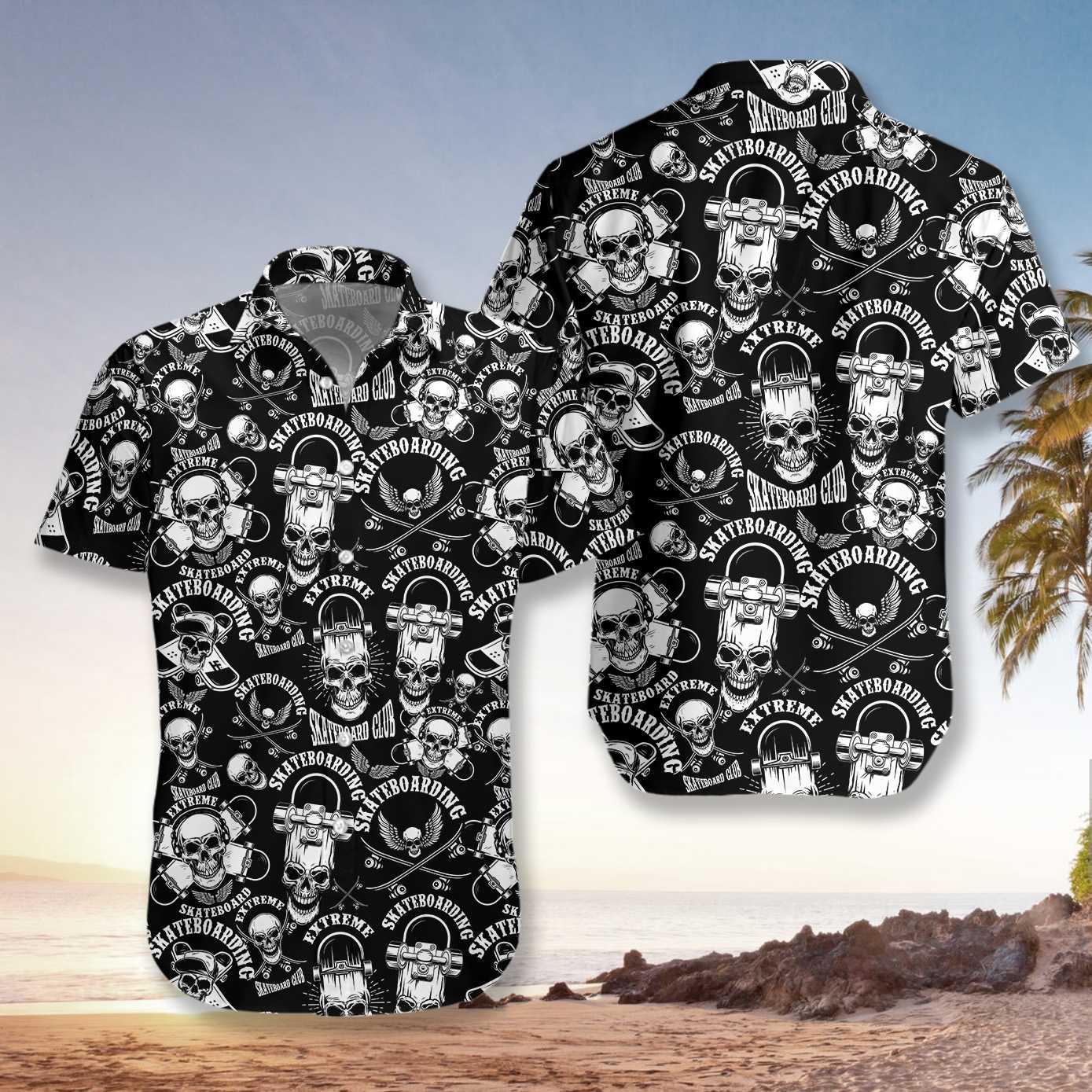 Skateboard Emblems In Monochrome Style Aloha Hawaiian Shirt For Summer, Colorful Shirt For Men Women, Perfect Gift For Friend, Team, Family - Image 5