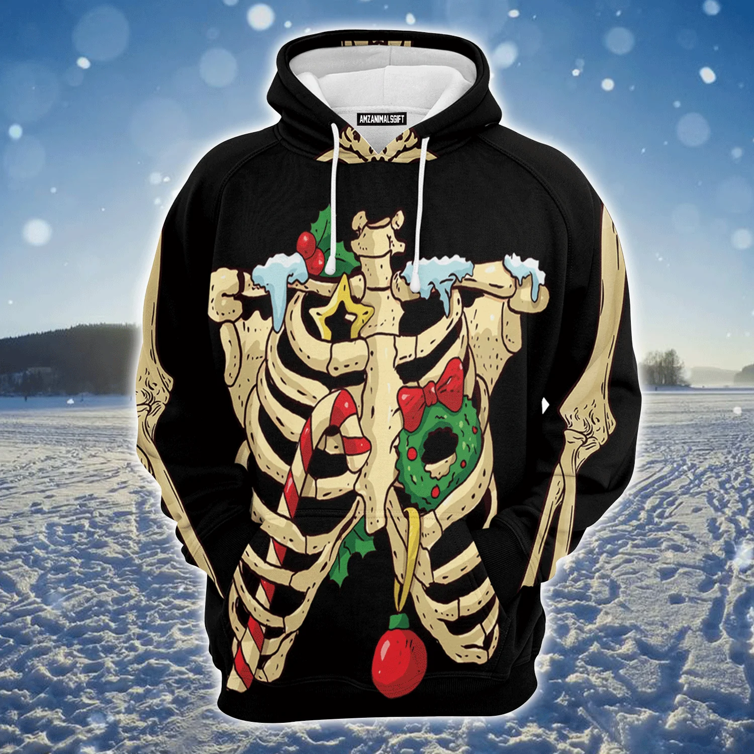 Skeleton Premium Christmas Hoodie, Skeleton Christmas Unisex Hoodie For Men & Women - Perfect Gift For Christmas, Family