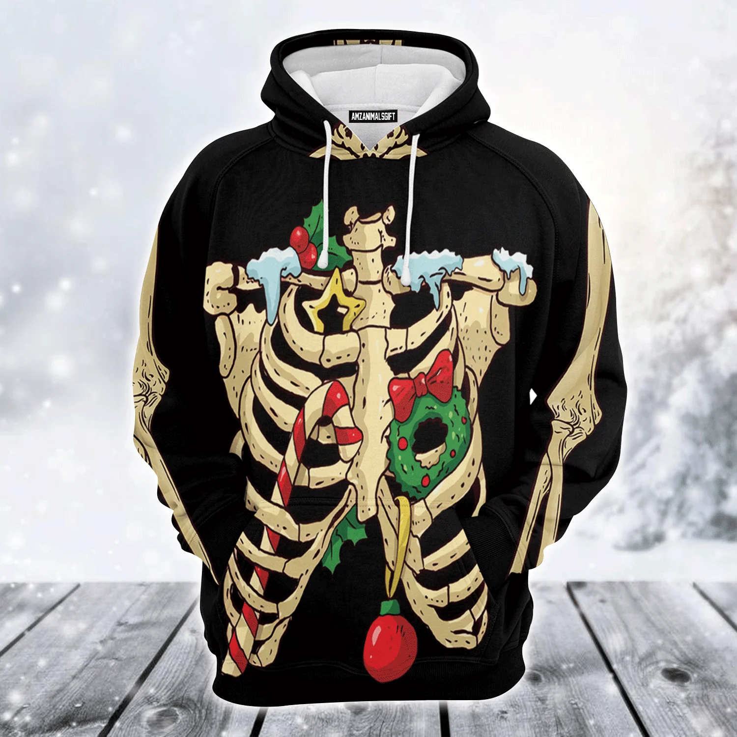 Skeleton Premium Christmas Hoodie, Skeleton Christmas Unisex Hoodie For Men & Women - Perfect Gift For Christmas, Family - Image 2