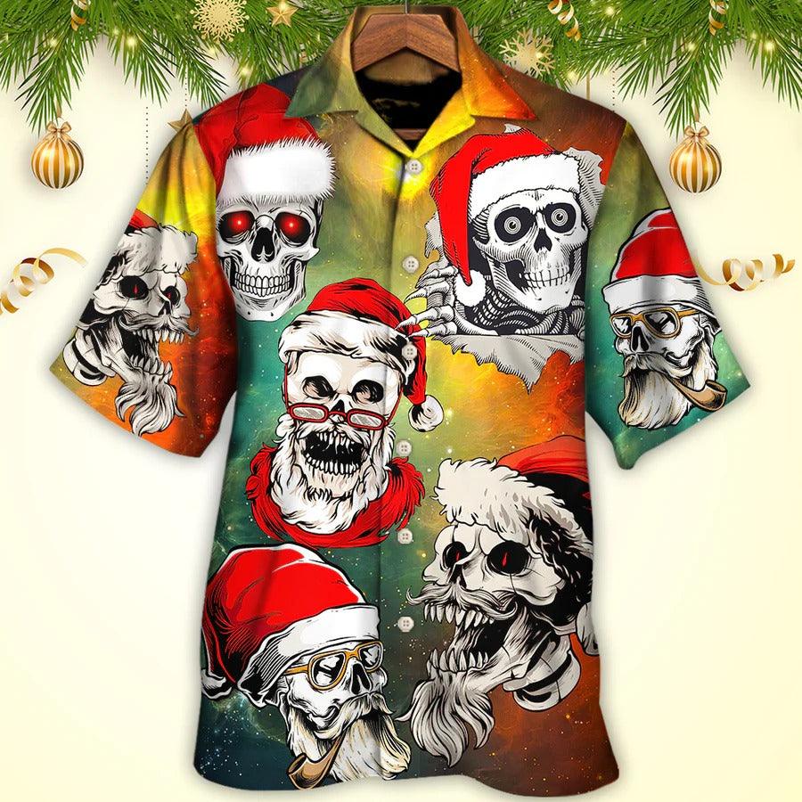 Skull Aloha Hawaiian Shirt For Summer - Christmas Bad Santa Skull Love Xmas Galaxy Hawaiian Shirt - Perfect Gift For Men, Women, Skull Lover - Image 2