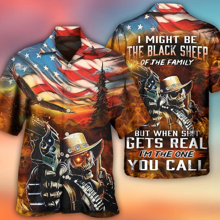 Skull Aloha Hawaiian Shirt For Summer - I Might Be The Black Sheep Of The Family Hawaiian Shirt - US Flag, Gangster Skull Hawaiian Shirt - Perfect Gift For Men, Women, Skull Lover