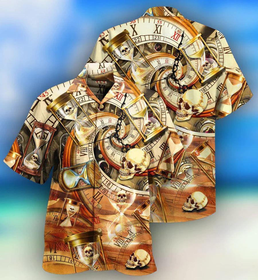 Skull Aloha Hawaiian Shirt For Summer - Skull All Knows Value Of Time Hawaiian Shirt - Perfect Gift For Men, Women, Skull Lover - Image 2