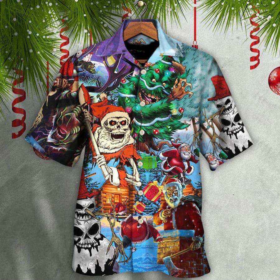 Skull Aloha Hawaiian Shirt For Summer - Skull And Christmas Scary Style Hawaiian Shirt - Perfect Gift For Men, Women, Skull Lover