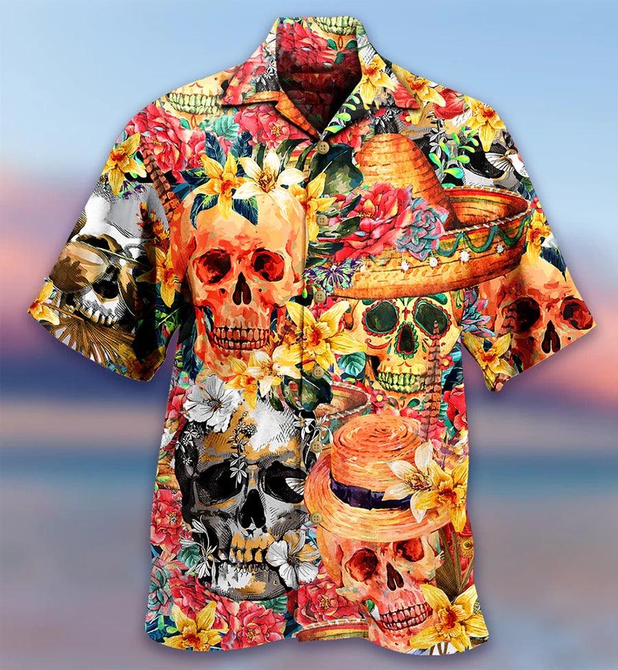 Skull Aloha Hawaiian Shirt For Summer - Skull Beautiful And Flowers Hawaiian Shirt - Perfect Gift For Men, Women, Skull Lover - Image 2