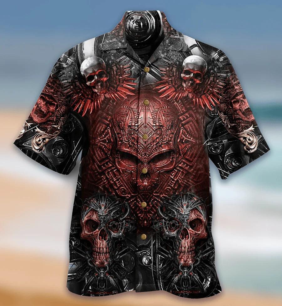 Skull Aloha Hawaiian Shirt For Summer - Skull Boss So Cool, machine skull Hawaiian Shirt - Perfect Gift For Men, Women, Skull Lover - Image 2