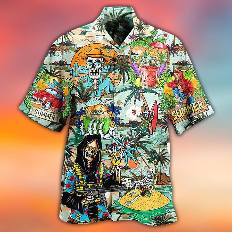 Skull Aloha Hawaiian Shirt For Summer - Skull Chill Out Summer Beach Hawaiian Shirt - Perfect Gift For Men, Women, Skull Lover