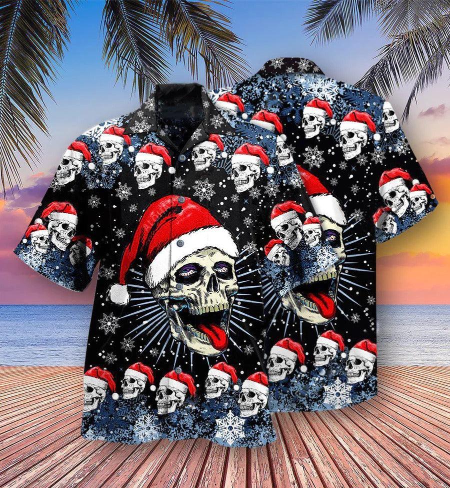 Skull Aloha Hawaiian Shirt For Summer - Skull Christmas On The Naughty Listand I Regret Nothing Hawaiian Shirt - Perfect Gift For Men, Women, Skull Lover - Image 2