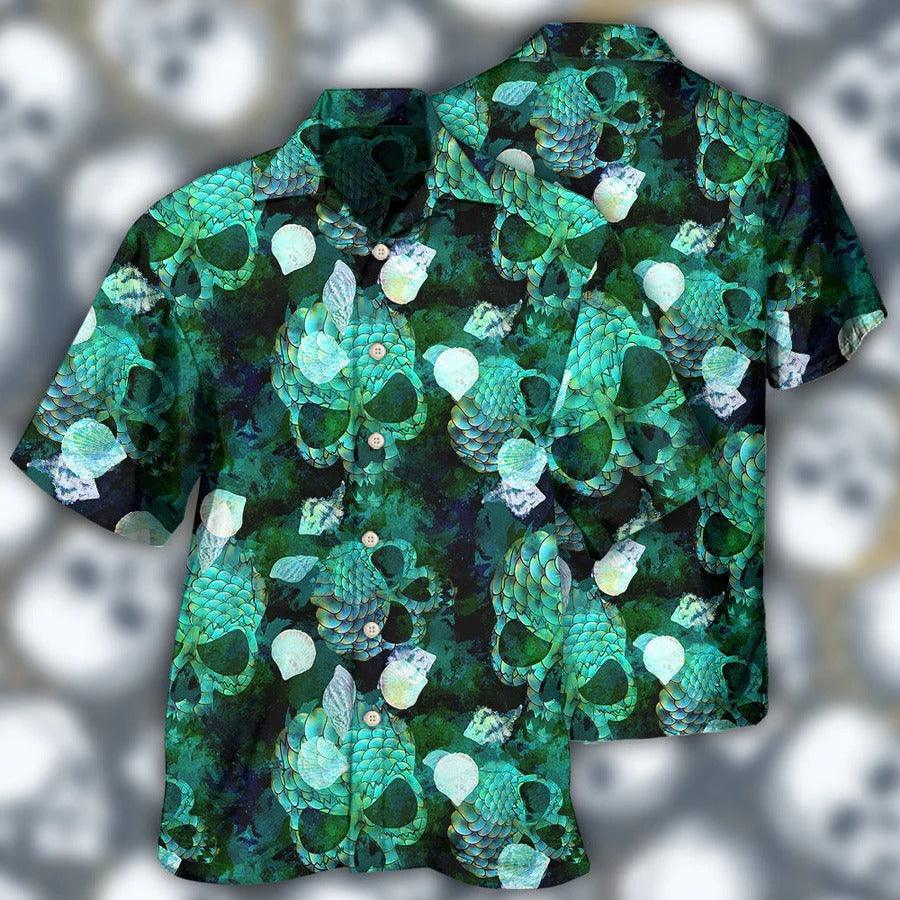 Skull Aloha Hawaiian Shirt For Summer - Skull Fish Green Style Hawaiian Shirt - Sea animal Shells Hawaiian Shirt - Perfect Gift For Men, Women, Skull Lover - Image 2