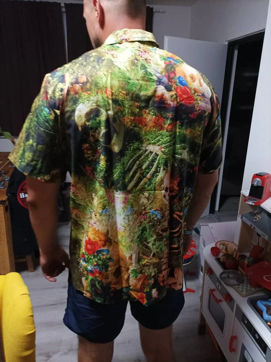 Skull Aloha Hawaiian Shirt For Summer - Skull Flower Skeleton Forever Hawaiian Shirt - Perfect Gift For Men, Women, Skull Lover - Image 2