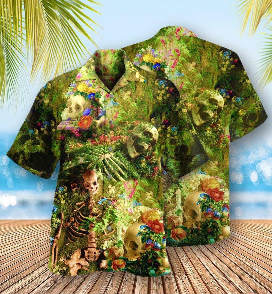 Skull Aloha Hawaiian Shirt For Summer - Skull Flower Skeleton Forever Hawaiian Shirt - Perfect Gift For Men, Women, Skull Lover - Image 4