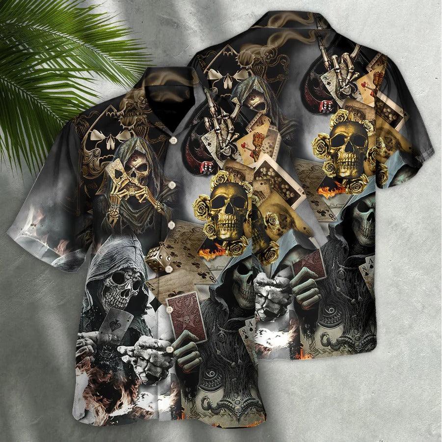 Skull Aloha Hawaiian Shirt For Summer - Skull Gambling The Death Game End Hawaiian Shirt - Perfect Gift For Men, Women, Skull Lover
