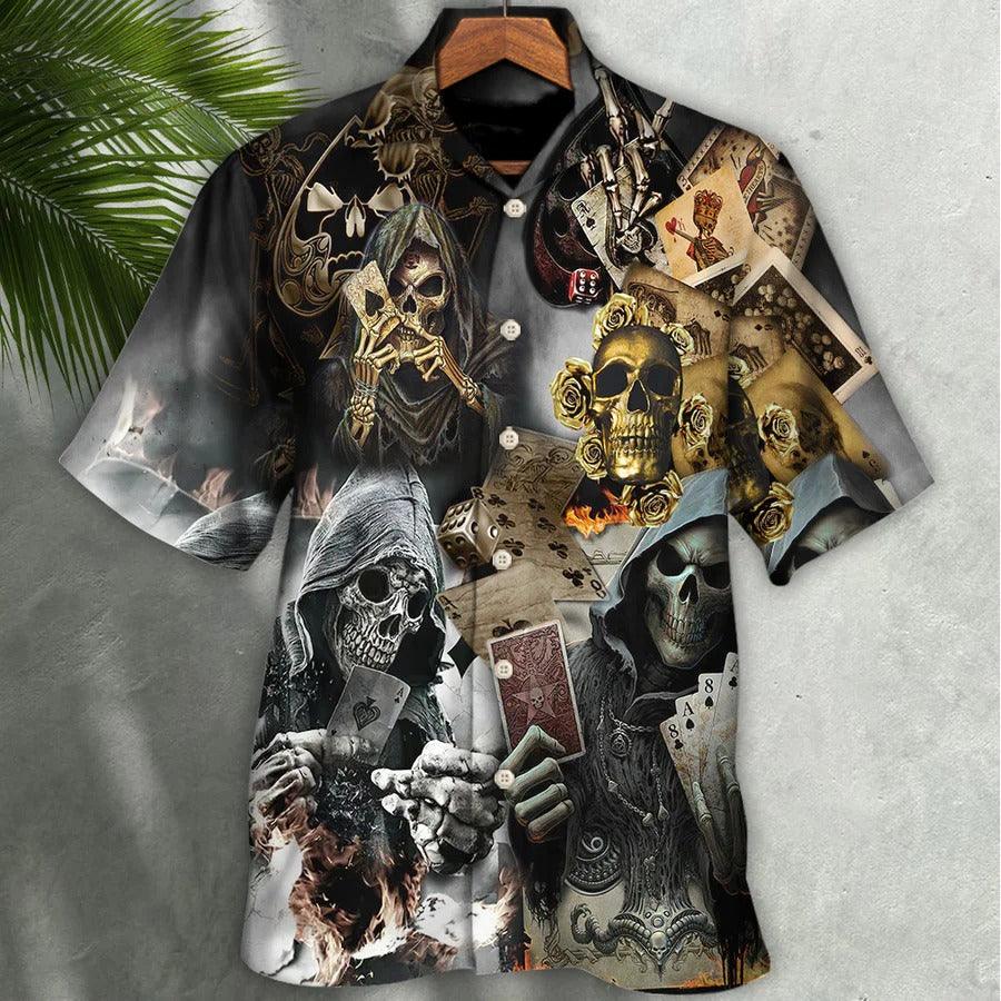 Skull Aloha Hawaiian Shirt For Summer - Skull Gambling The Death Game End Hawaiian Shirt - Perfect Gift For Men, Women, Skull Lover - Image 2
