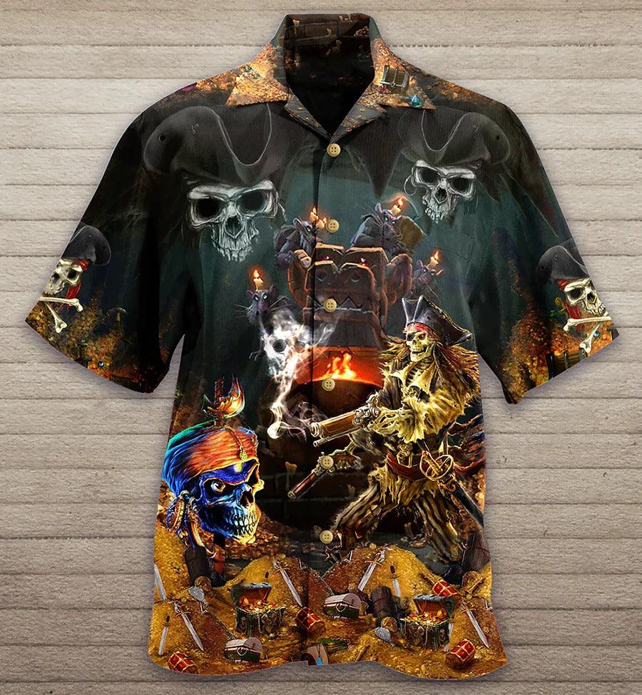 Skull Aloha Hawaiian Shirt For Summer - Skull Just A Chasing Booty Life Hawaiian Shirt - Perfect Gift For Men, Women, Skull Lover - Image 2