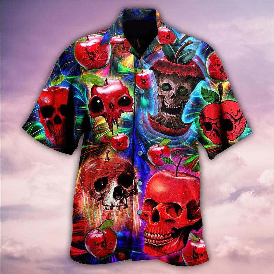 Skull Aloha Hawaiian Shirt For Summer - Skull Love Apple Hawaiian Shirt - Perfect Gift For Men, Women, Skull Lover