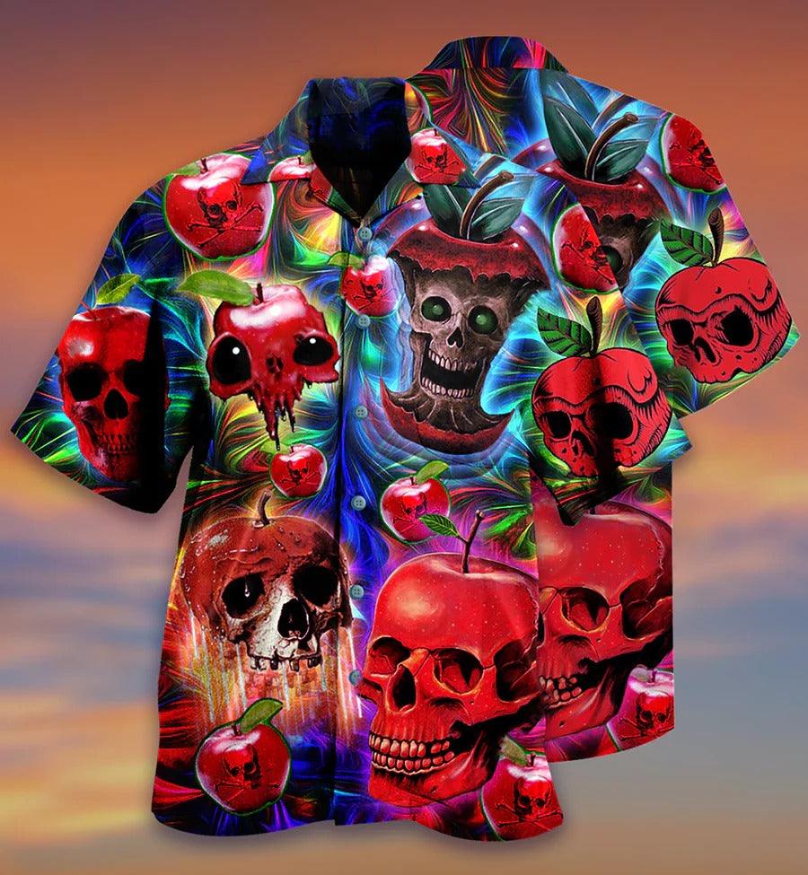 Skull Aloha Hawaiian Shirt For Summer - Skull Love Apple Hawaiian Shirt - Perfect Gift For Men, Women, Skull Lover - Image 2