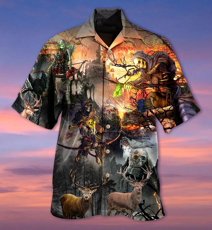 Skull Aloha Hawaiian Shirt For Summer - Skull Love Hunting, Archer Skeleton Hawaiian Shirt - Perfect Gift For Men, Women, Skull Lover - Image 2