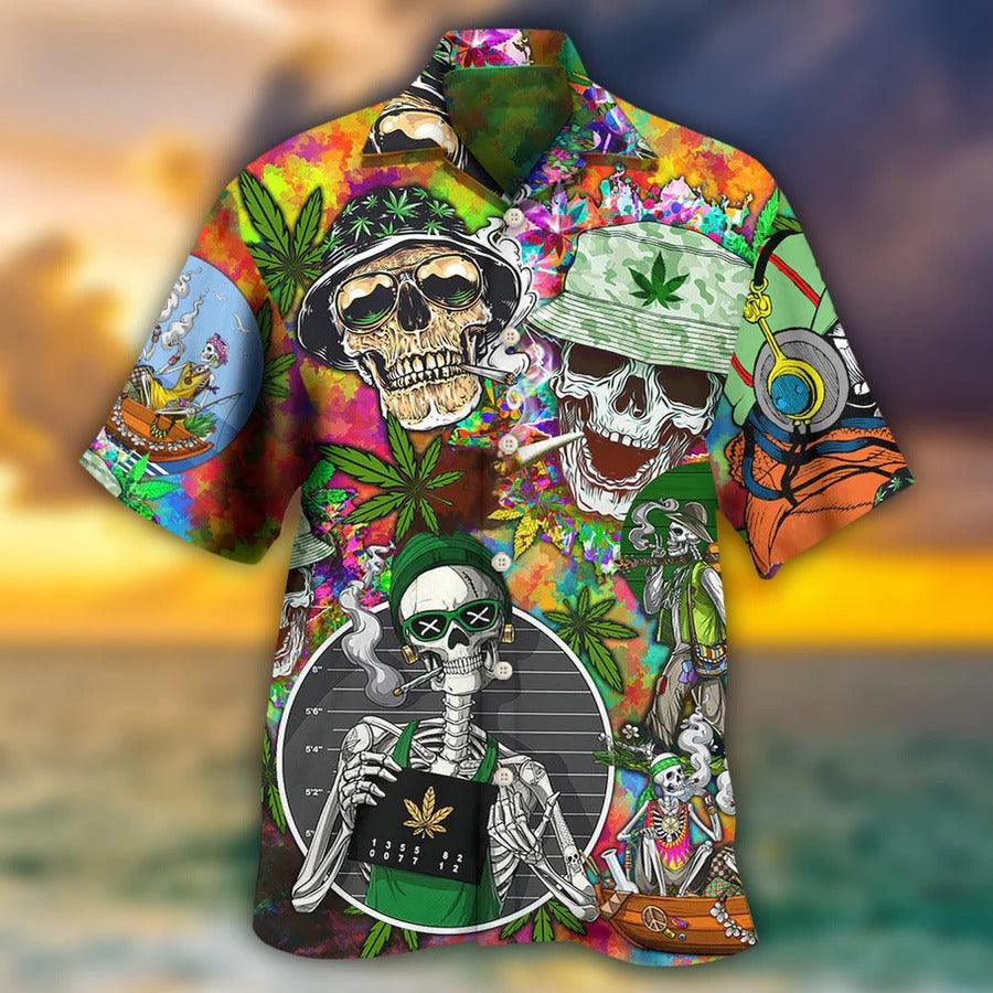 Skull Aloha Hawaiian Shirt For Summer - Skull Love Life So Hight Hawaiian Shirt - Marijuana Hawaiian Shirt - Perfect Gift For Men, Women, Skull Lover