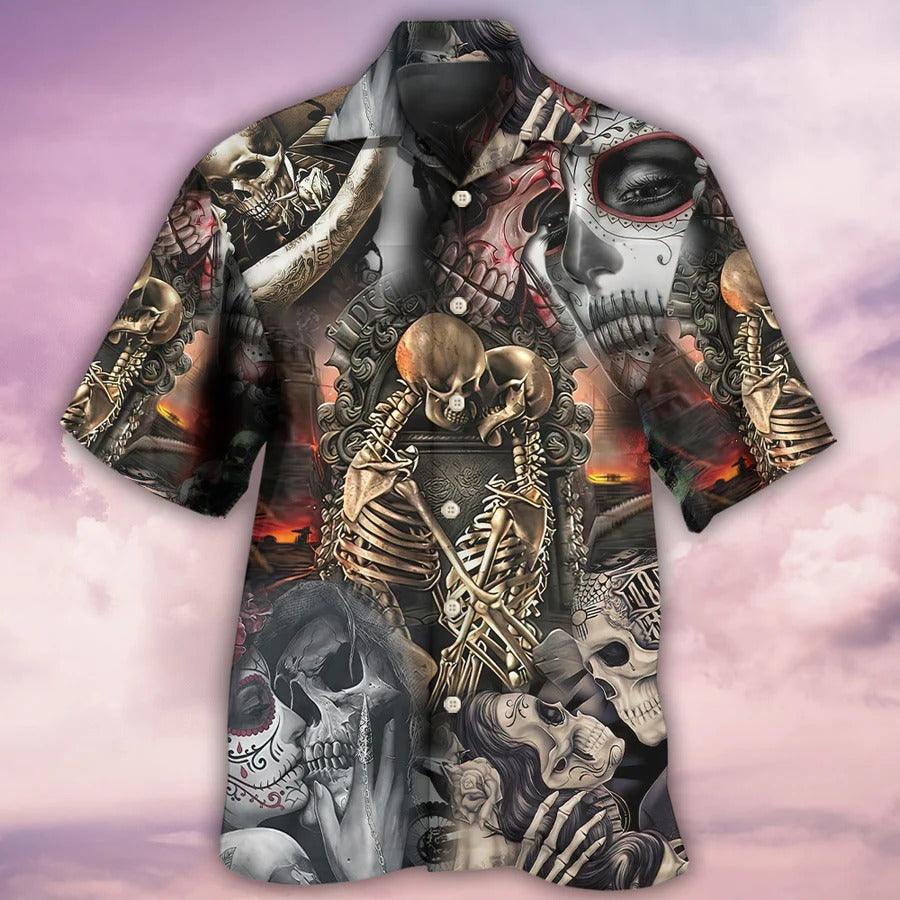 Skull Aloha Hawaiian Shirt For Summer - Skull Marrying A Perfect Wife Hawaiian Shirt - Perfect Gift For Men, Women, Skull Lover - Image 2