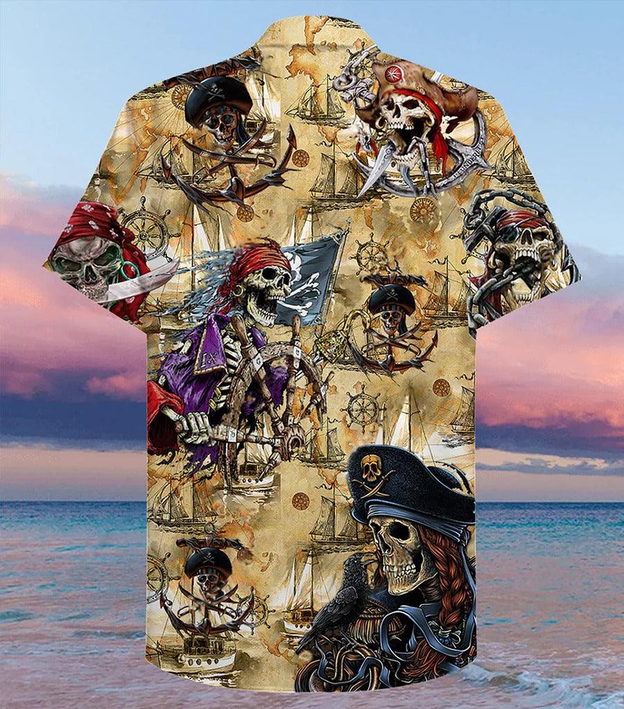 Skull Aloha Hawaiian Shirt For Summer - Skull Pirate Amazing Cool Hawaiian Shirt - Perfect Gift For Men, Women, Skull Lover - Image 2