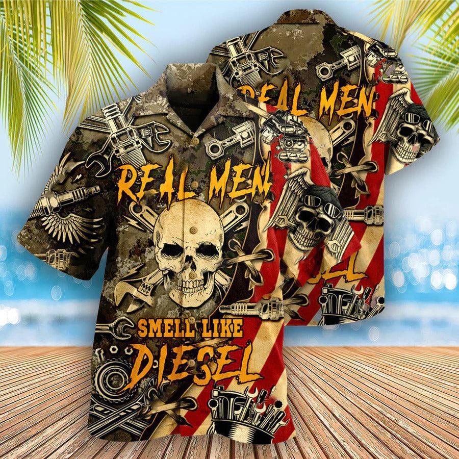 Skull Aloha Hawaiian Shirt For Summer - Skull Real Men Smell Like Diesel Hawaiian Shirt - Perfect Gift For Men, Women, Skull Lover - Image 2