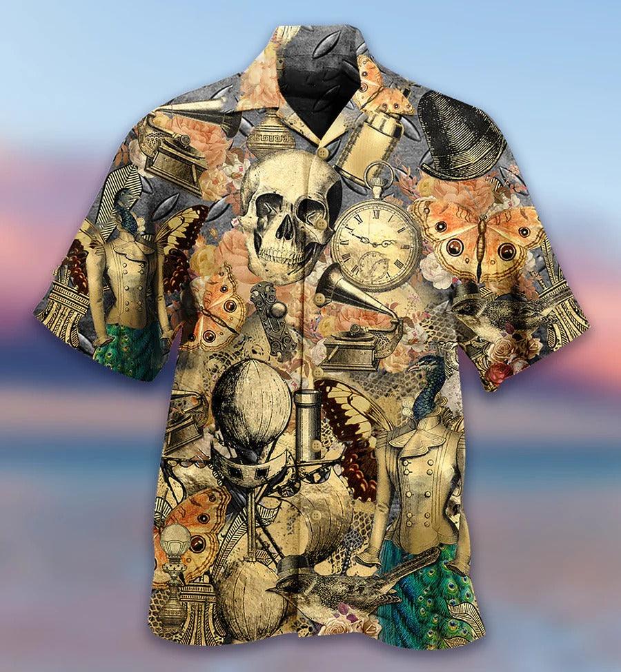 Skull Aloha Hawaiian Shirt For Summer - Skull Retro Style, Butterfly Hawaiian Shirt - Perfect Gift For Men, Women, Skull Lover - Image 2