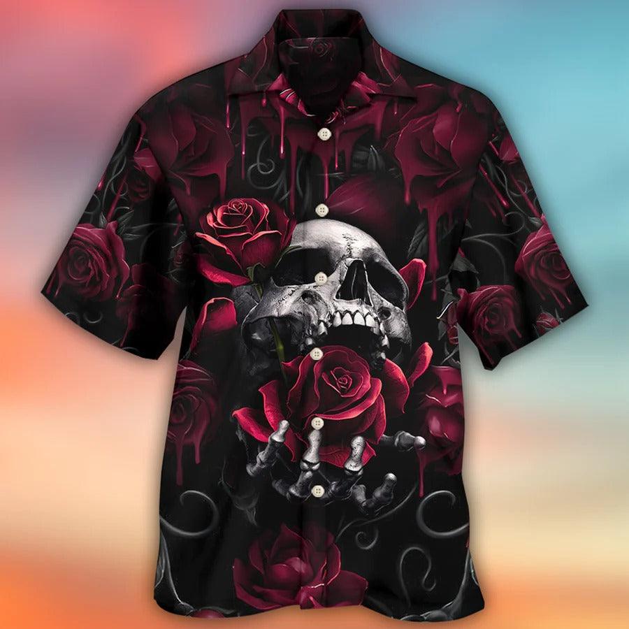 Skull Aloha Hawaiian Shirt For Summer - Skull Rose Blood Dark Screaming - Perfect Gift For Men, Women, Skull Lover - Image 2