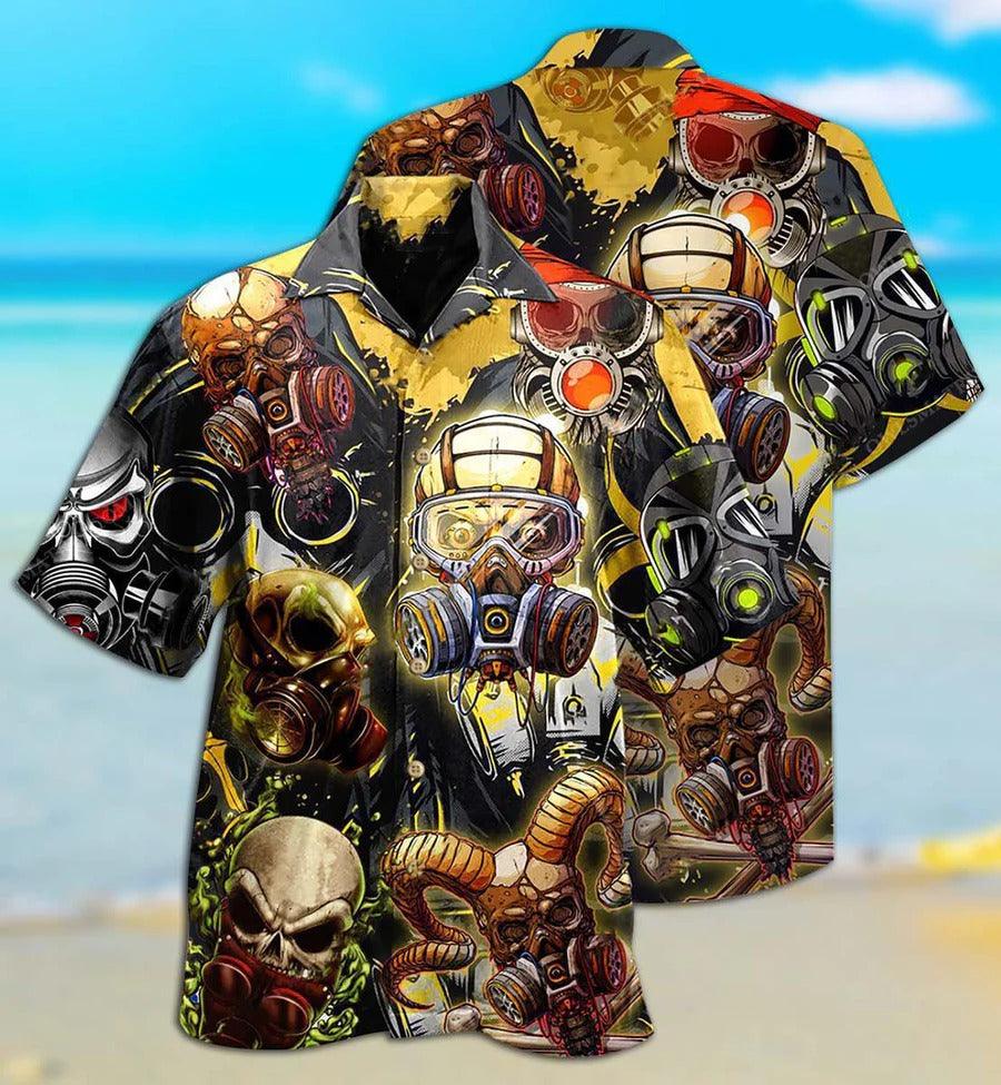 Skull Aloha Hawaiian Shirt For Summer - Skull Sign Style, poison resistant mask Skull Hawaiian Shirt - Perfect Gift For Men, Women, Skull Lover