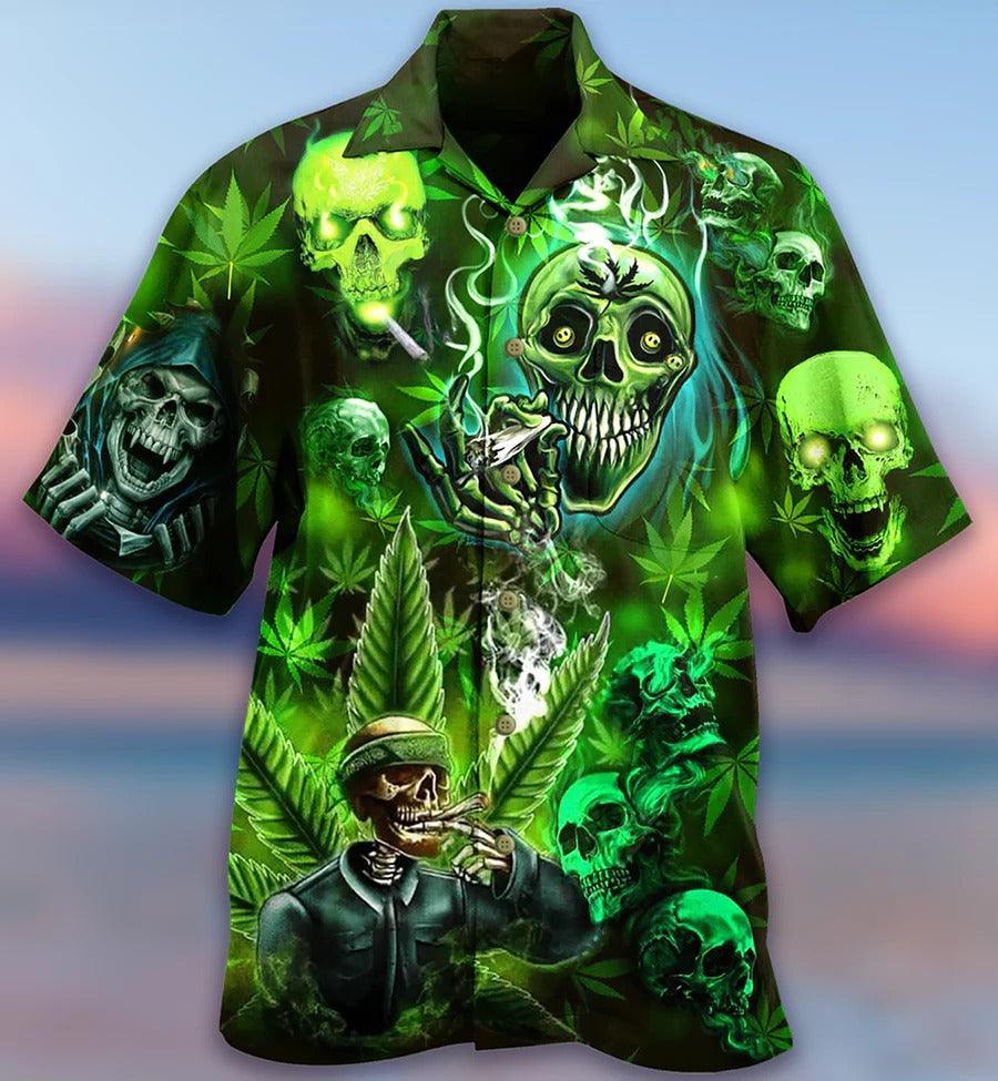 Skull Aloha Hawaiian Shirt For Summer - Skull So High Cannabis Hawaiian Shirt - Perfect Gift For Men, Women, Skull Lover - Image 2