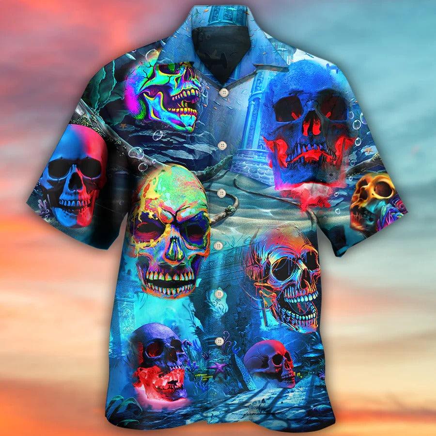 Skull Aloha Hawaiian Shirt For Summer - Skull Style Deep In The Ocean Hawaiian Shirt - Perfect Gift For Men, Women, Skull Lover