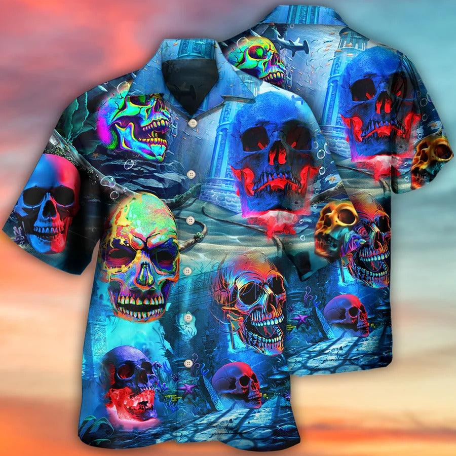 Skull Aloha Hawaiian Shirt For Summer - Skull Style Deep In The Ocean Hawaiian Shirt - Perfect Gift For Men, Women, Skull Lover - Image 2