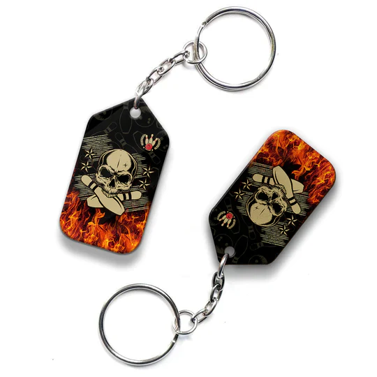Skull Bowling In Fire Acrylic Keychain For Bowling Players - Christmas Gift For Bowling Lovers, Bowling Team, Family, Friends - Image 3