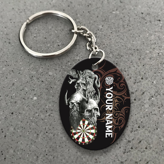 Skull Dartboard Personalized Name 3D Dragon And Darts Acrylic Keychain - Christmas Gift For Darts Lovers, Darts Team Players - Image 7