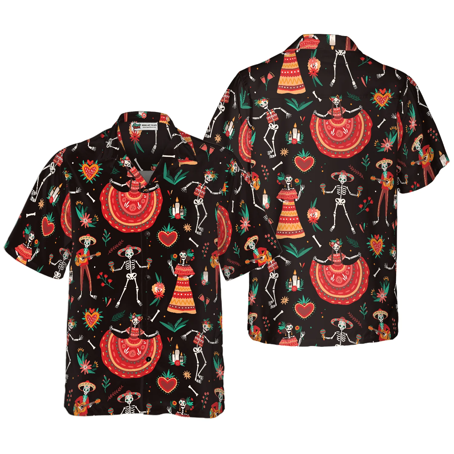 Skull Day Of The Dead Flower Aloha Hawaiian Shirt For Summer, Colorful Hawaiian Shirt Outfit For Men Women, Gift For Friend, Team, Family