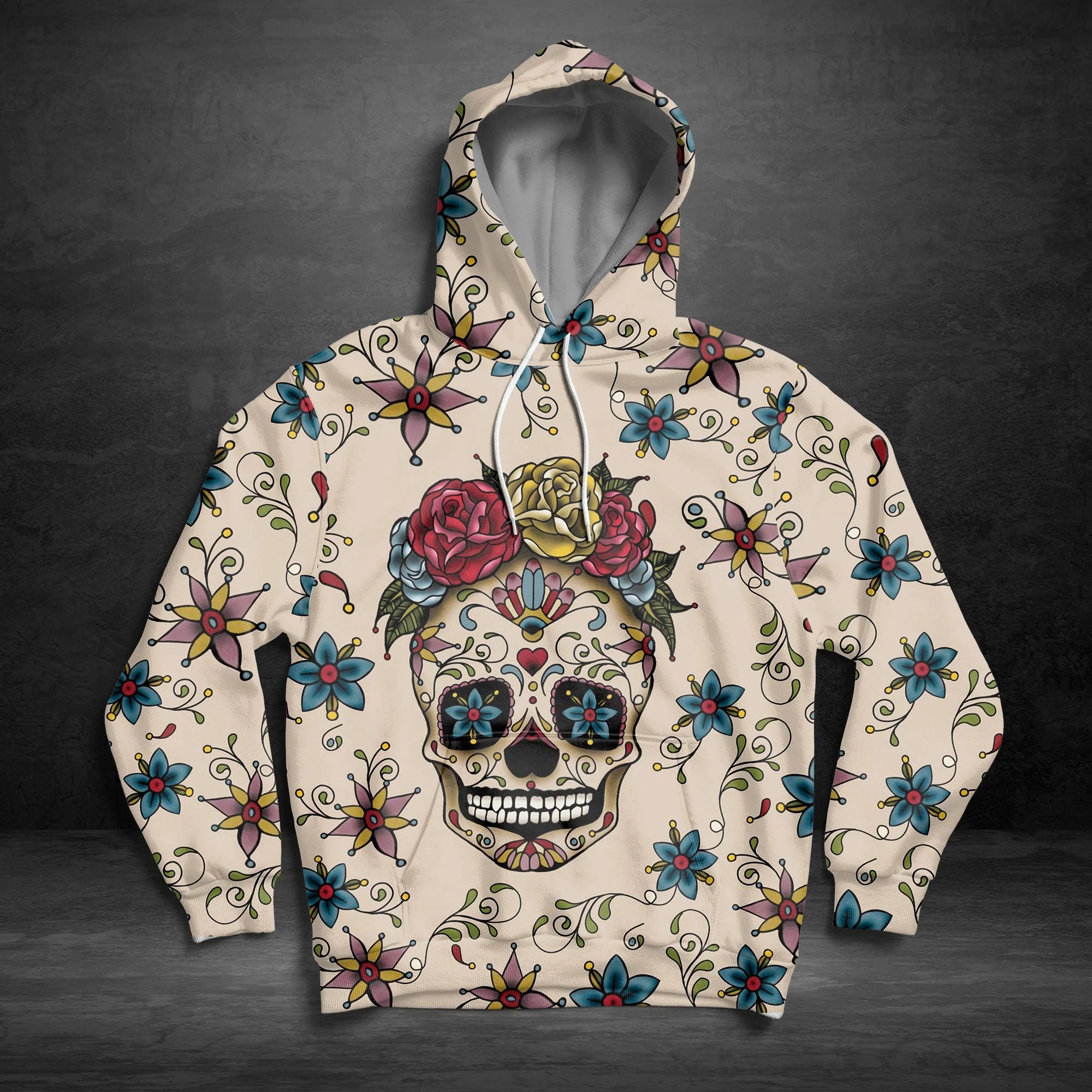 Skull Flower Pullover Premium Hoodie, Perfect Outfit For Men And Women On Christmas New Year Autumn Winter - Image 2