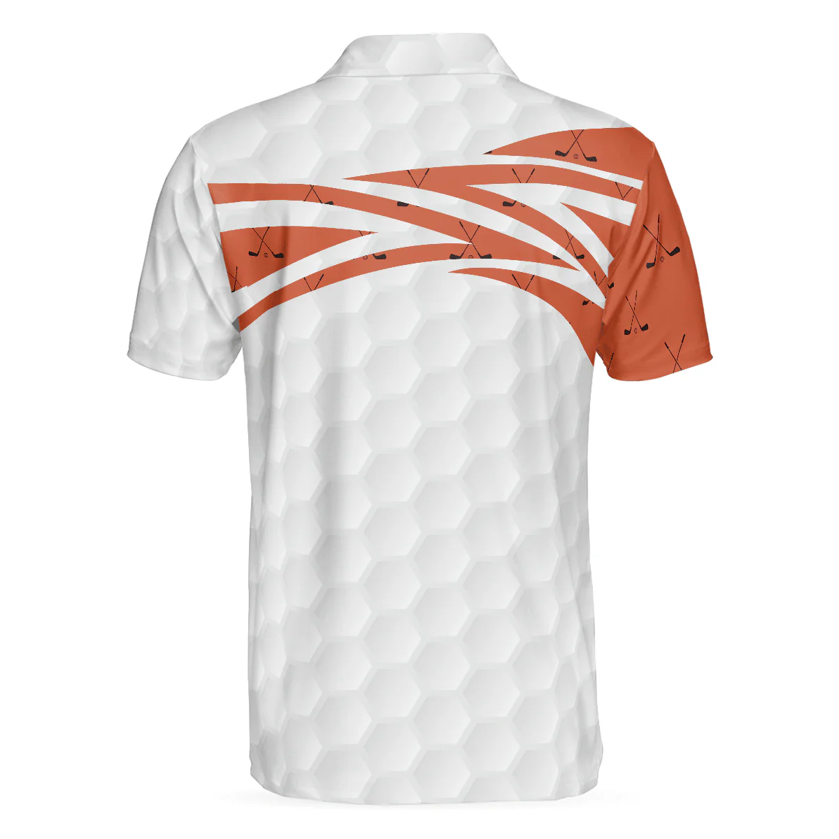 Skull Golfer Seamless Pattern Golf Polo Shirt, White And Orange Golf Shirt For Men, Cool Gift For Golfers - Perfect Gift For Men - Image 2