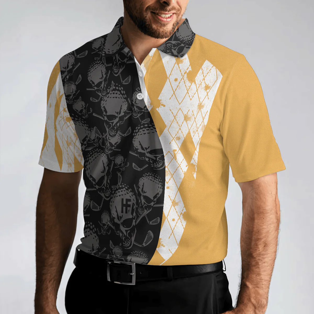 Skull Golfing Men Polo Shirt, Golf & Beer That Is Why I Am Here Skull Shirt For Men, Best Golf Shirt For Male Golfers - Image 4