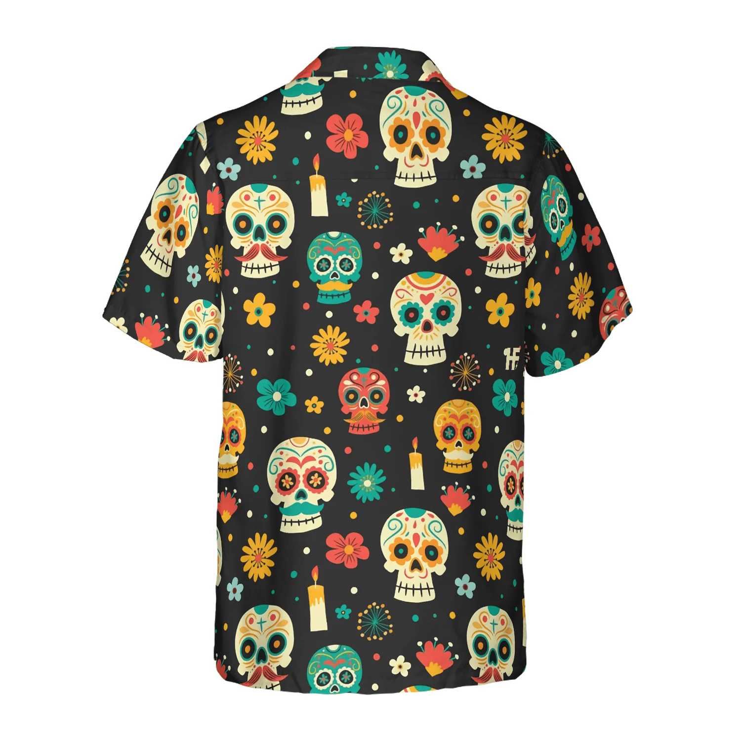Skull Hawaiian Shirt, Skull Day Of The Dead Pattern Flower Hawaiian Shirt, Colorful Summer Aloha Shirt For Men Women, Gift For Friend, Family - Image 2