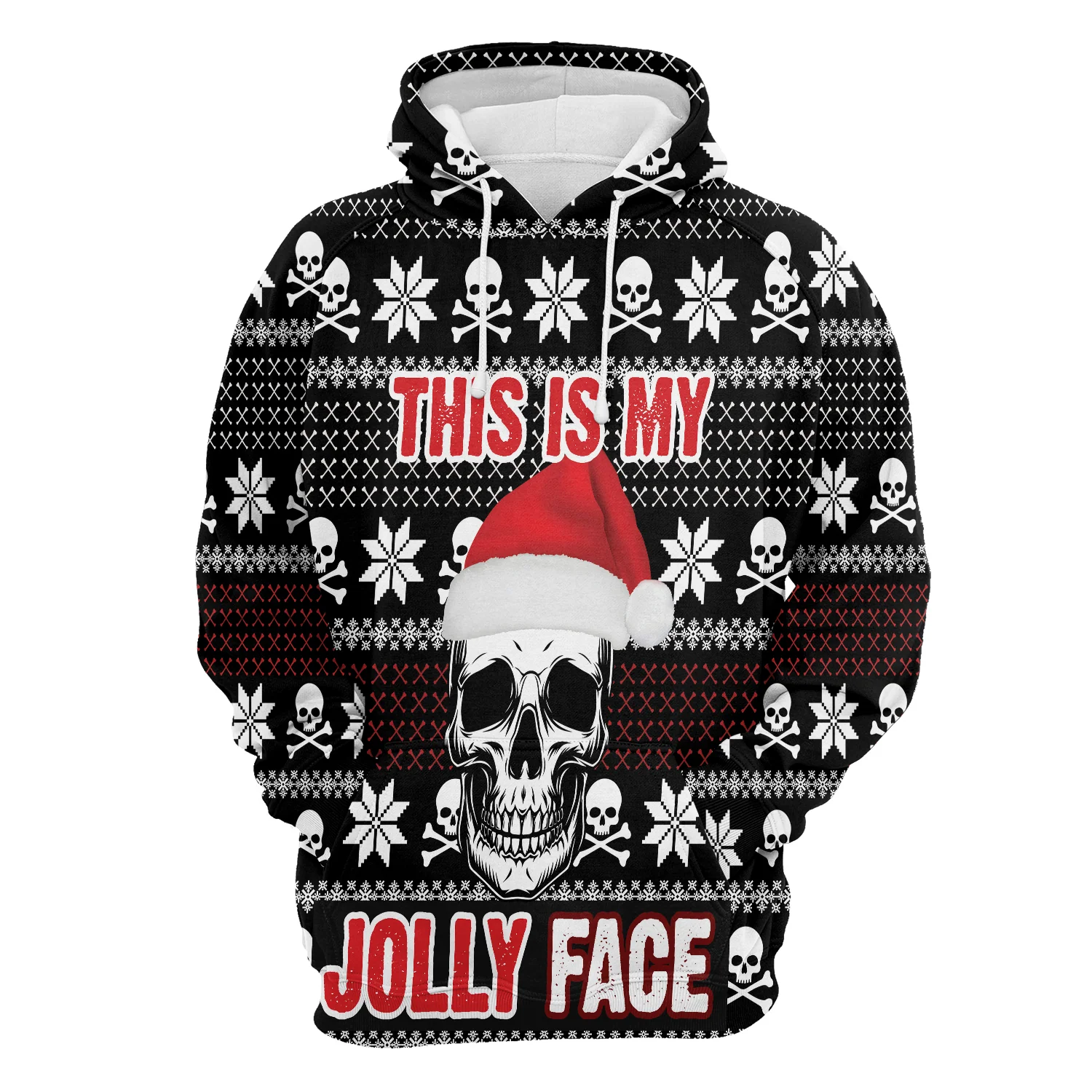 Skull Pullover Premium Hoodie This Is My Jolly Face, Perfect Outfit For Men And Women On Christmas New Year Autumn Winter - Image 2